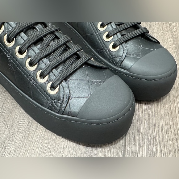 Black Quilted Platform Sneakers - Picture 5 of 16